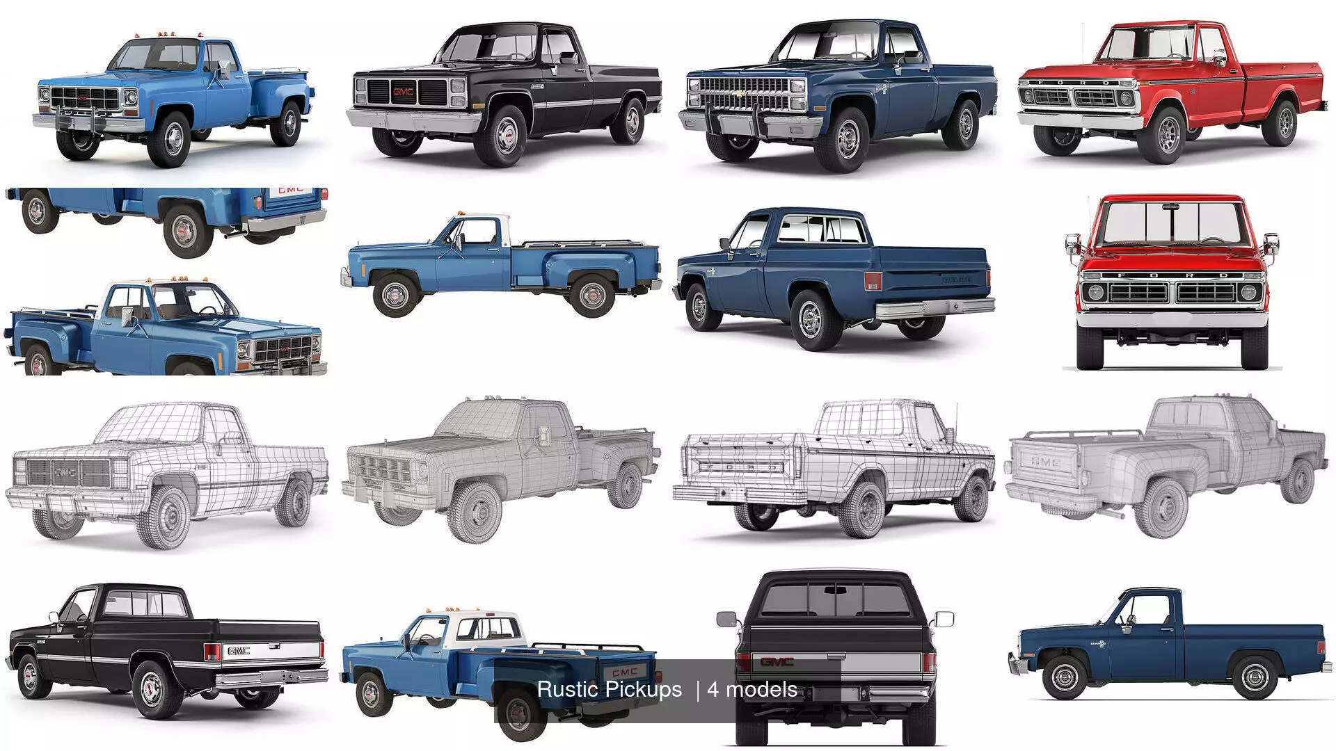 Rustic Pickups  3D Model Collection_1