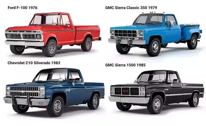 Rustic Pickups  3D Model Collection