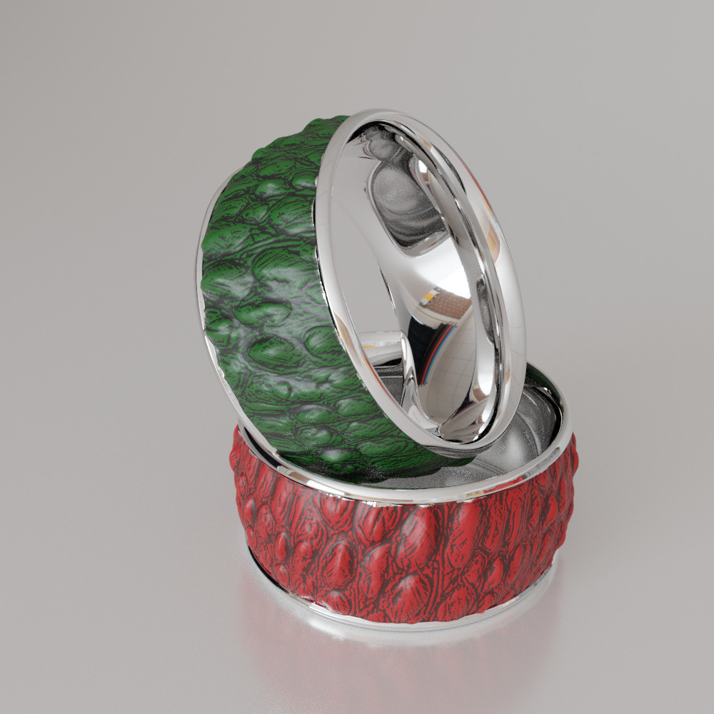 Statement Fingerring with croco leather surface 3D print model_6