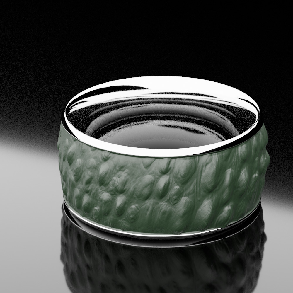 Statement Fingerring with croco leather surface 3D print model_7