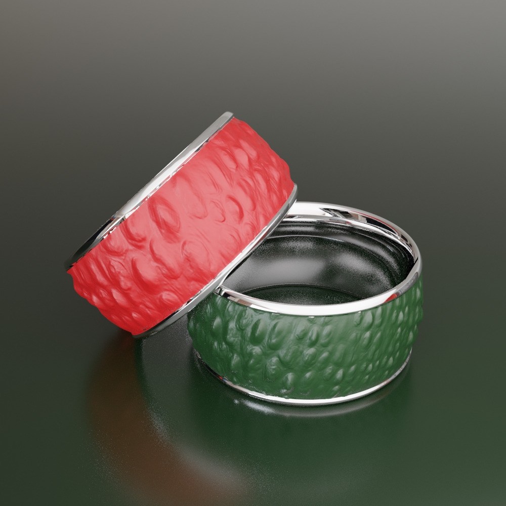 Statement Fingerring with croco leather surface 3D print model_11