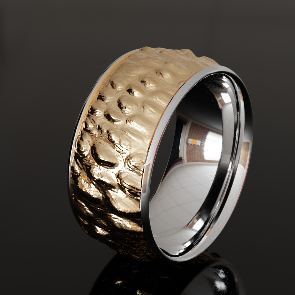 Statement Fingerring with croco leather surface 3D print model_8
