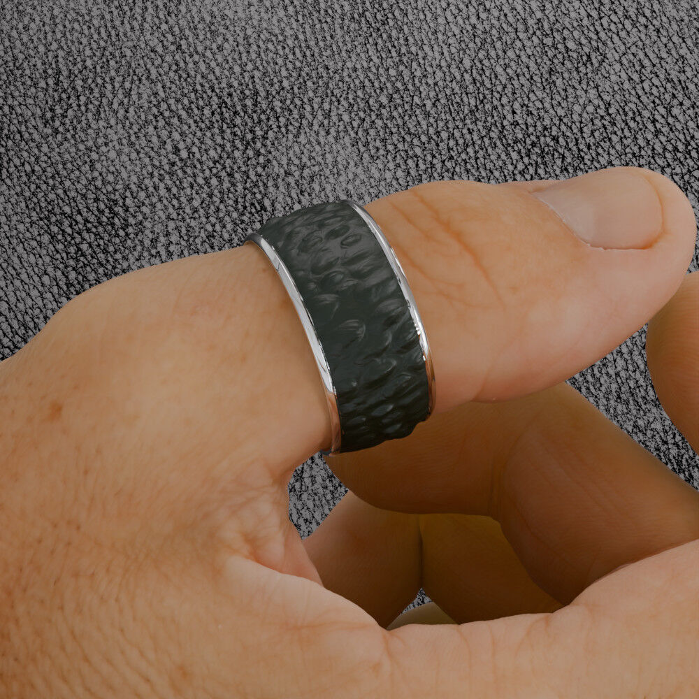 Statement Fingerring with croco leather surface 3D print model_3