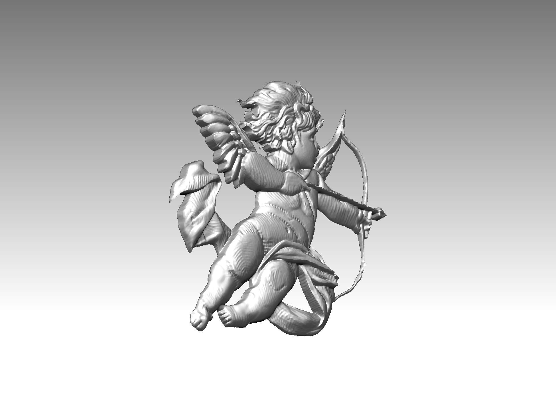 angel boy statue relief 3D print model_4