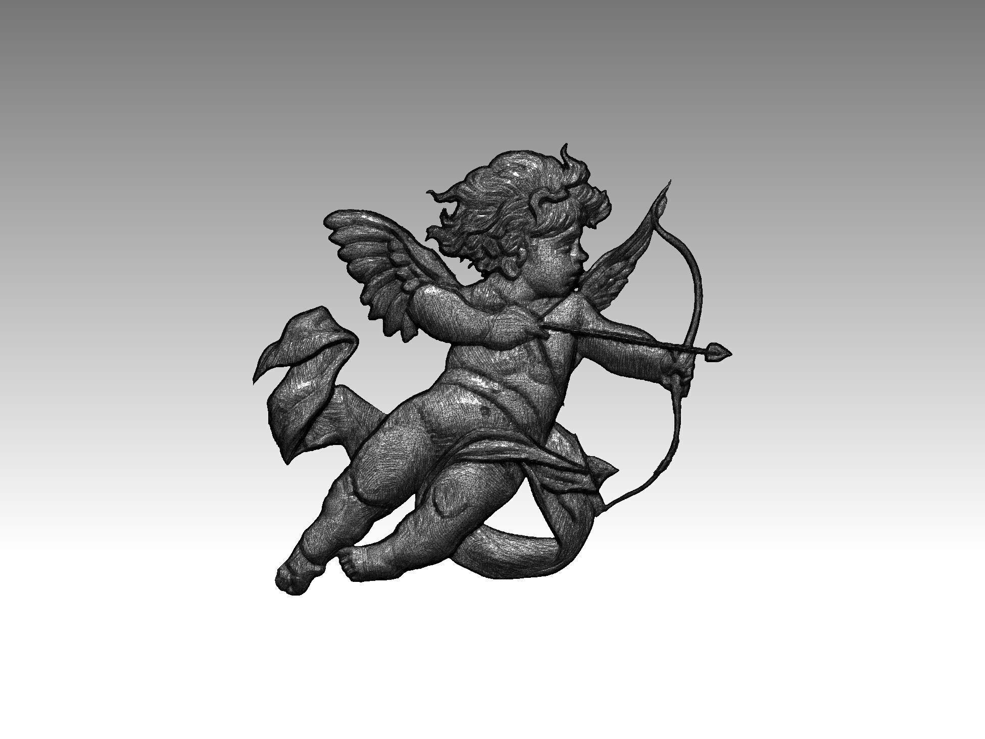 angel boy statue relief 3D print model_5