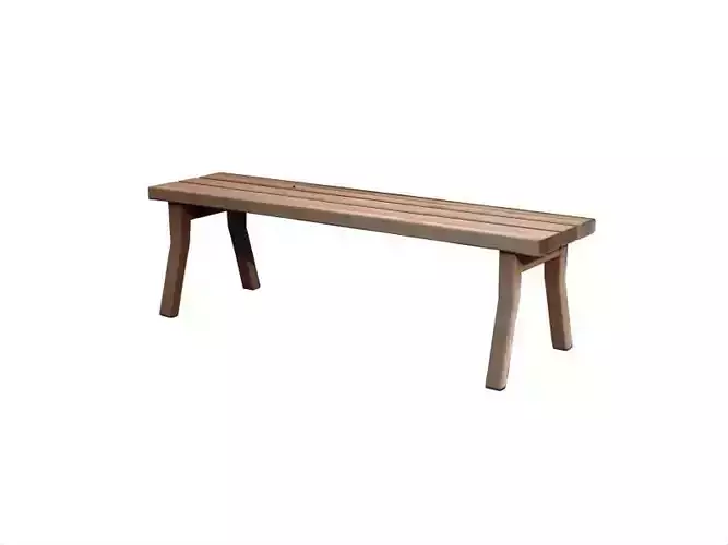 Simple Outdoor Wooden Bench Minimal Park Seating