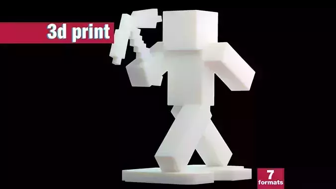 Minecraft-Inspired Stylized Miner 3D print model