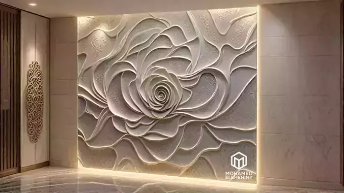 modern panel wall decor set relief stl mural CNC 190