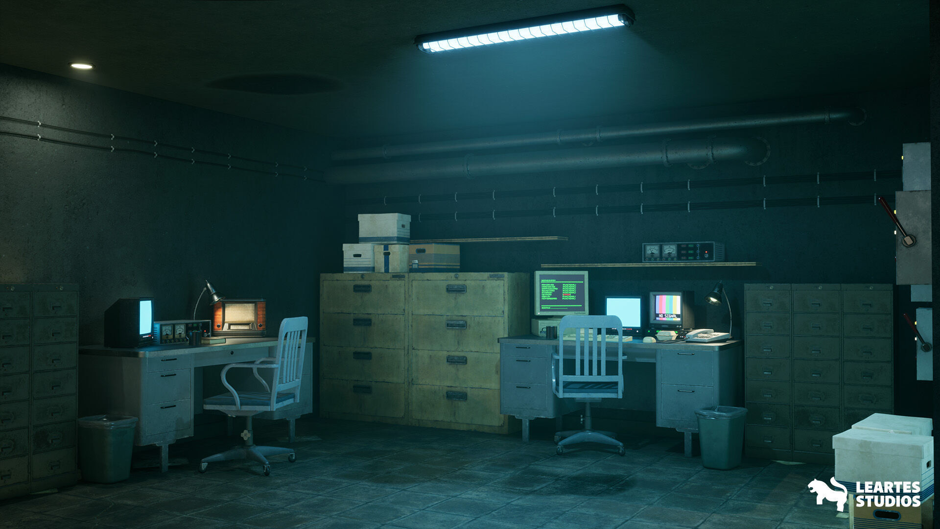 Cold War Underground Bunker Environment Low-poly 3D model_6