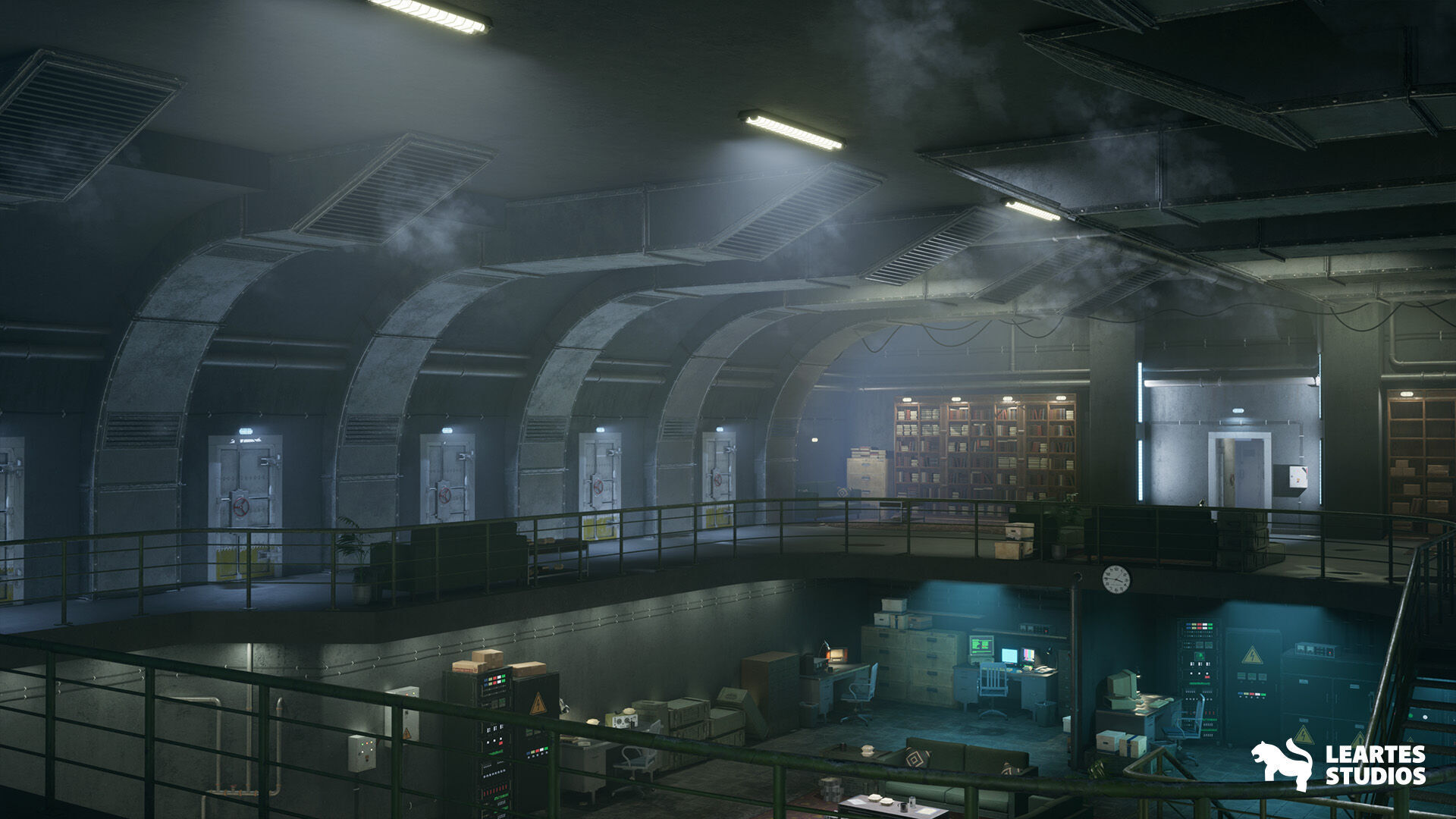 Cold War Underground Bunker Environment Low-poly 3D model_3