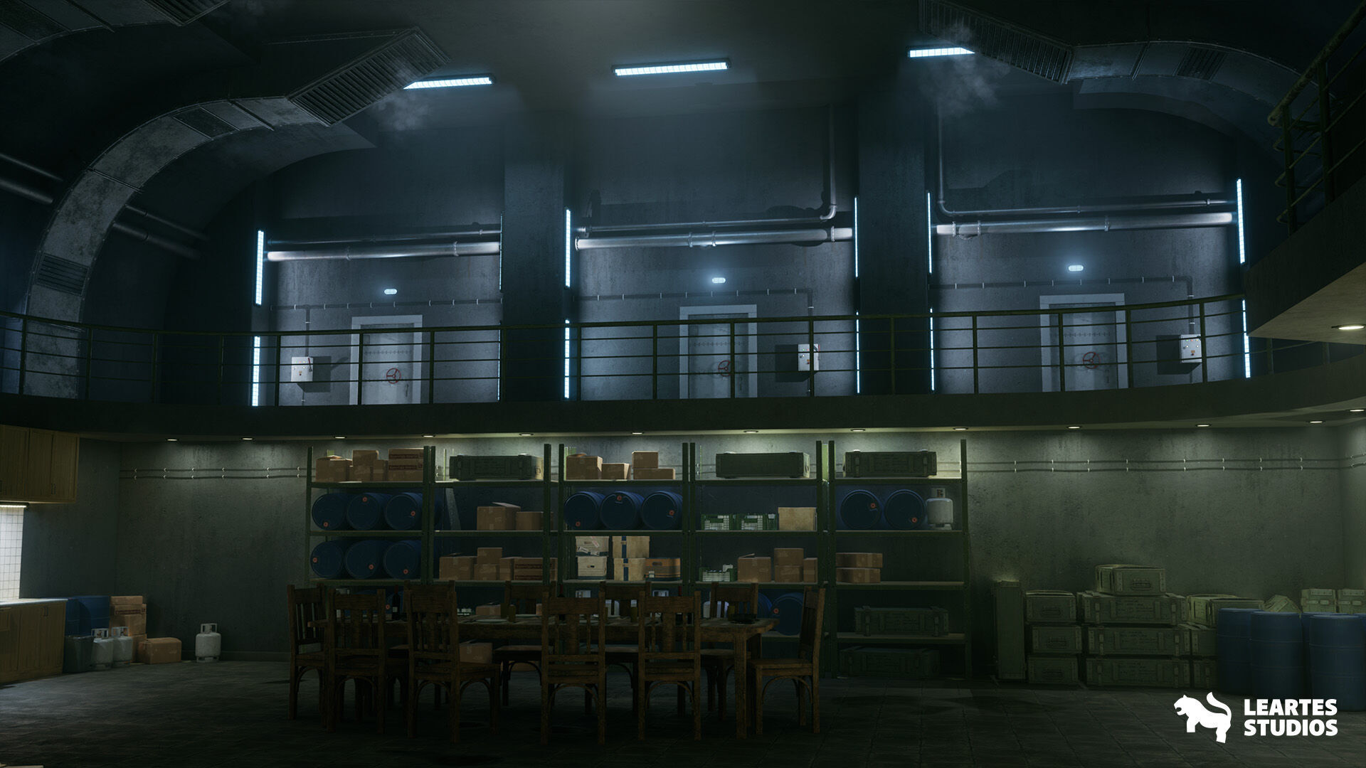 Cold War Underground Bunker Environment Low-poly 3D model_9