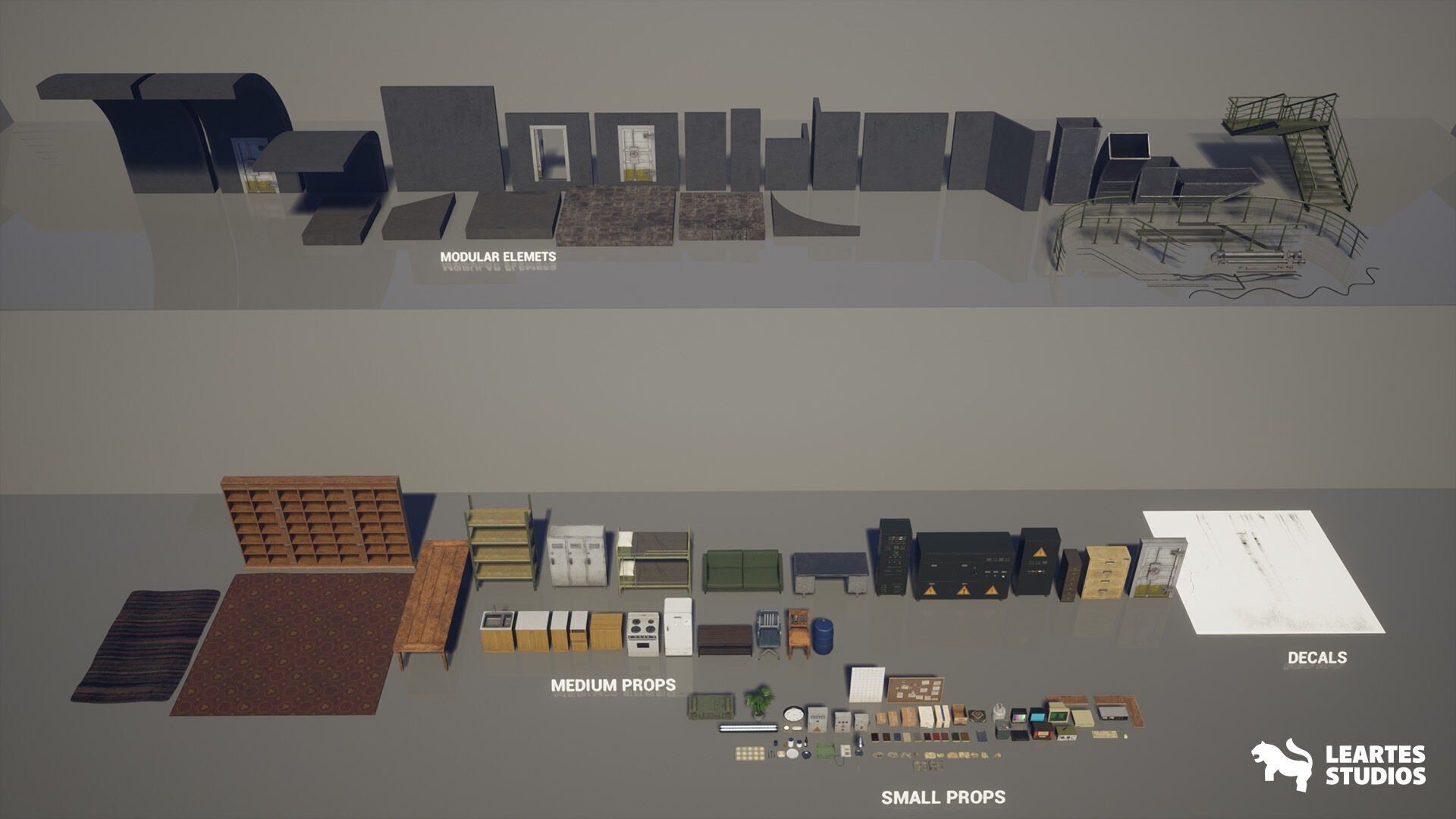 Cold War Underground Bunker Environment Low-poly 3D model_16