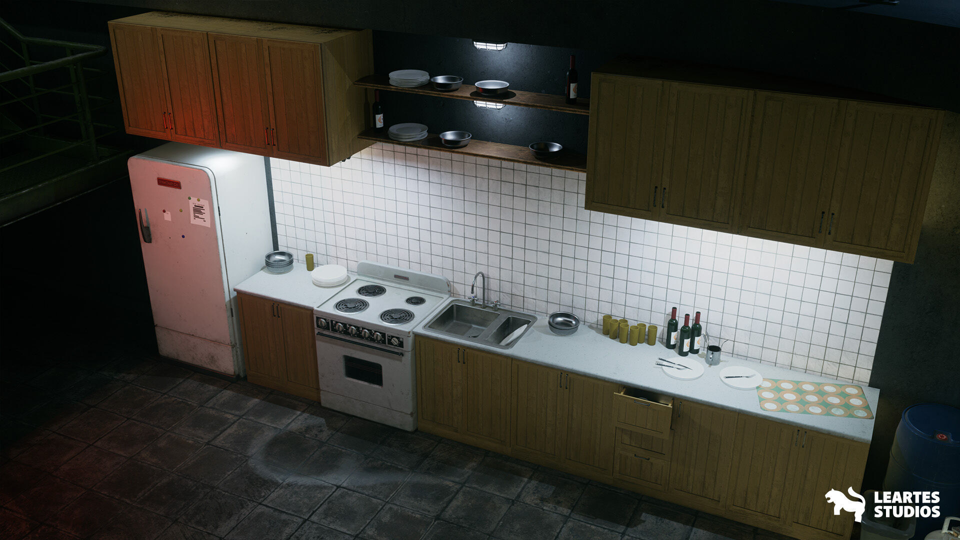 Cold War Underground Bunker Environment Low-poly 3D model_4