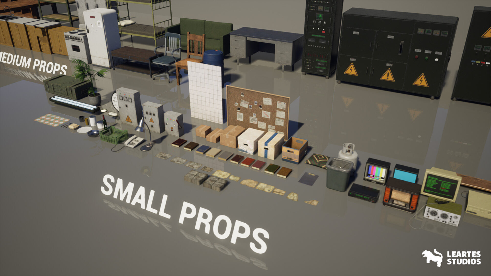 Cold War Underground Bunker Environment Low-poly 3D model_17