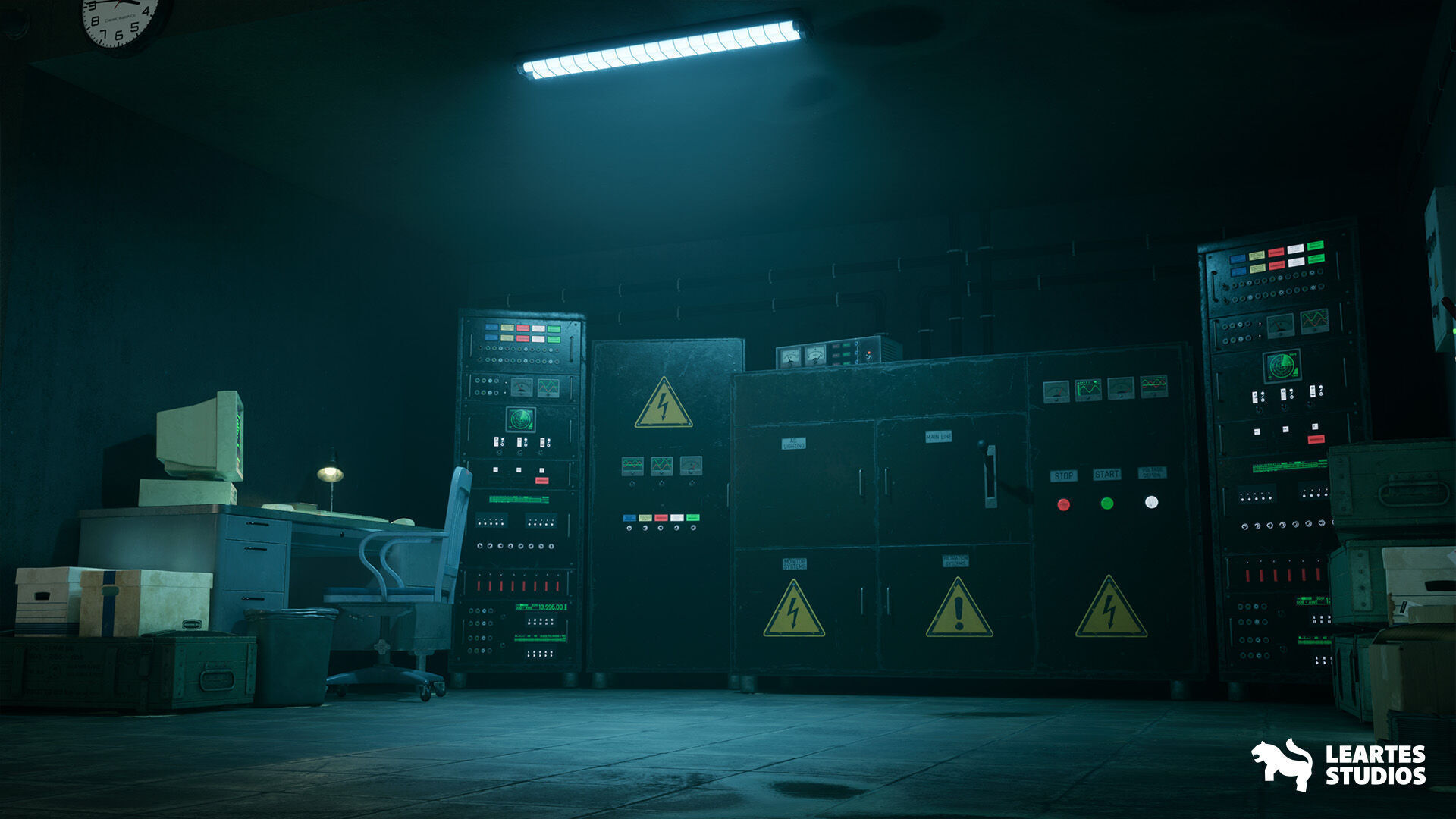 Cold War Underground Bunker Environment Low-poly 3D model_5