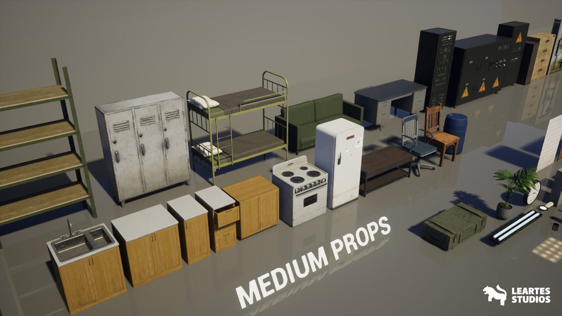 Cold War Underground Bunker Environment Low-poly 3D model_18
