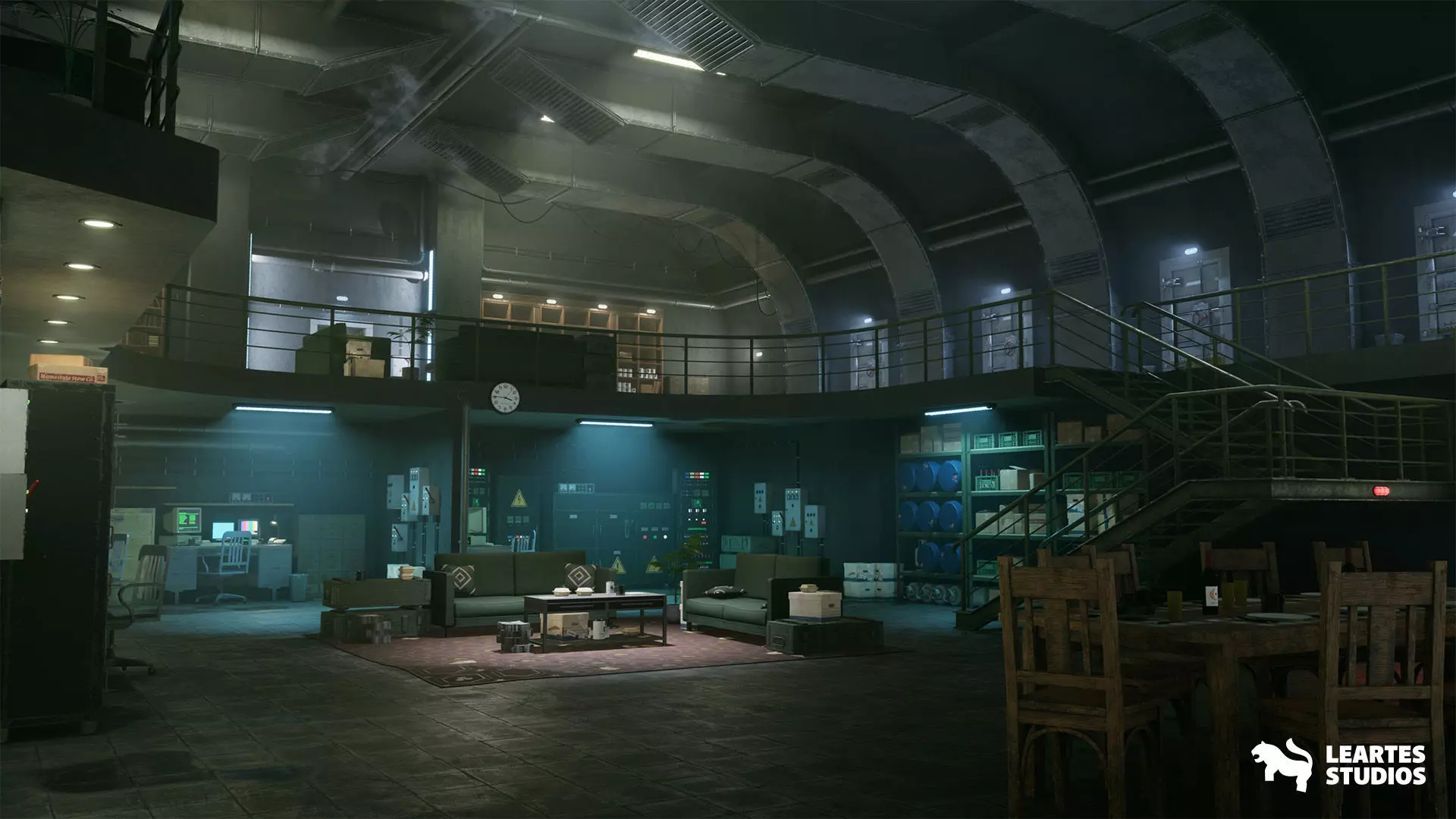 Cold War Underground Bunker Environment Low-poly 3D model_0