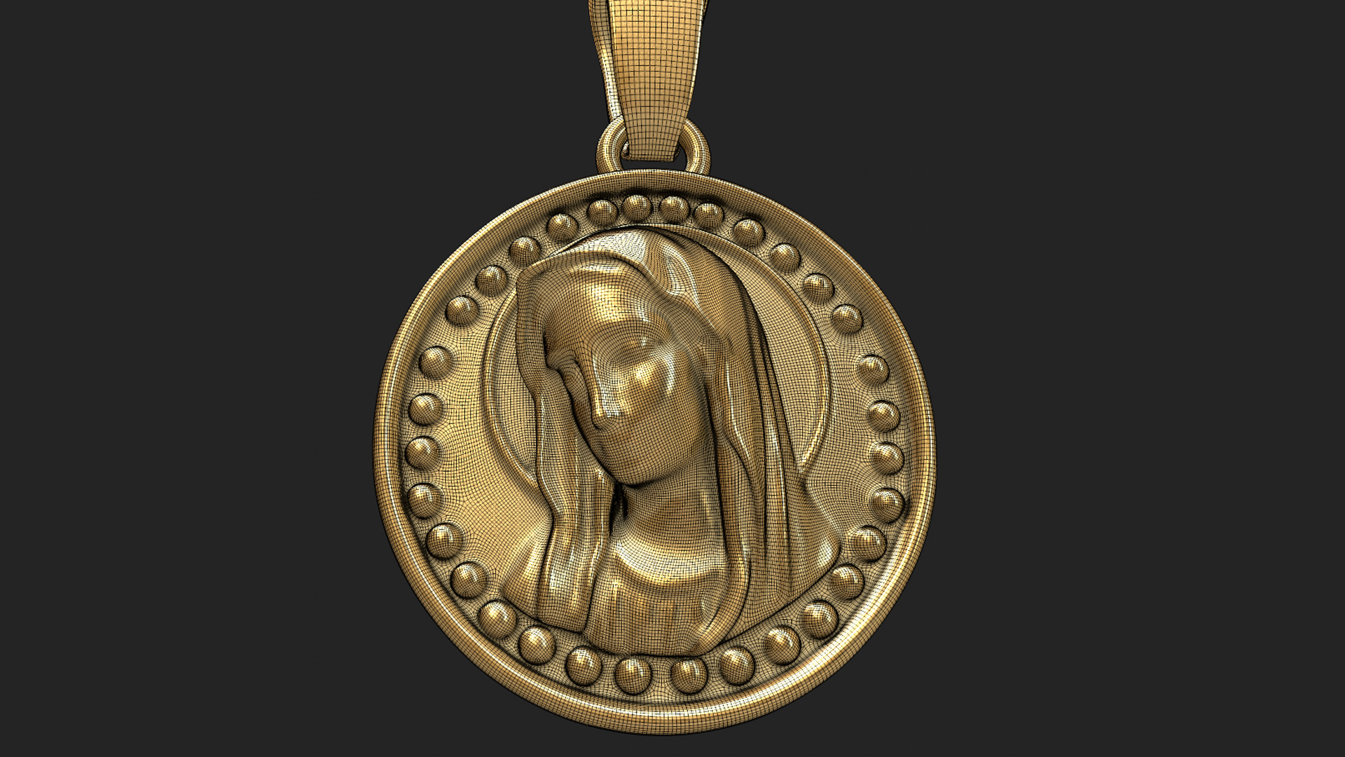 Virgin Mary Pendant 3D print model_17