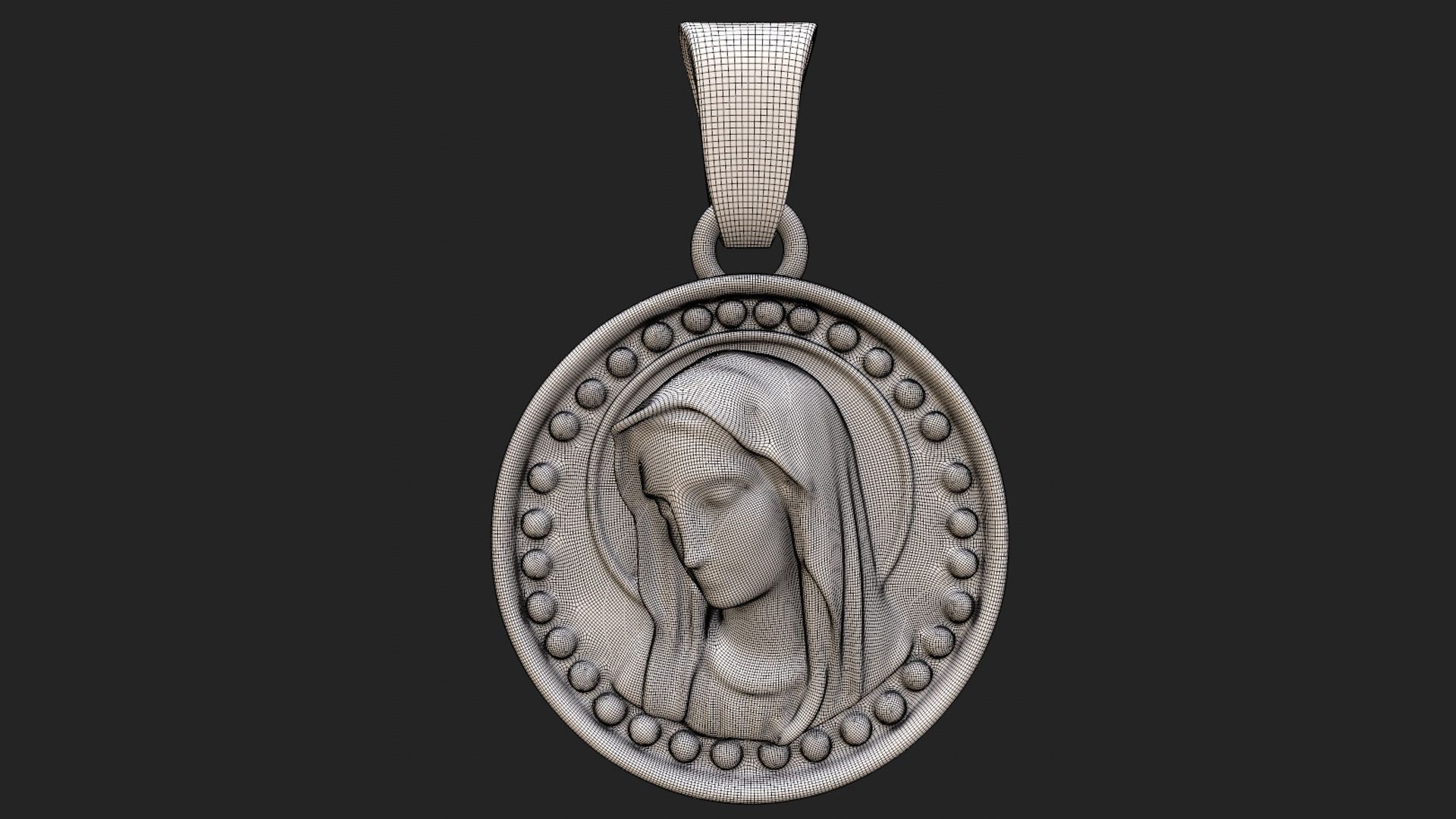 Virgin Mary Pendant 3D print model_18