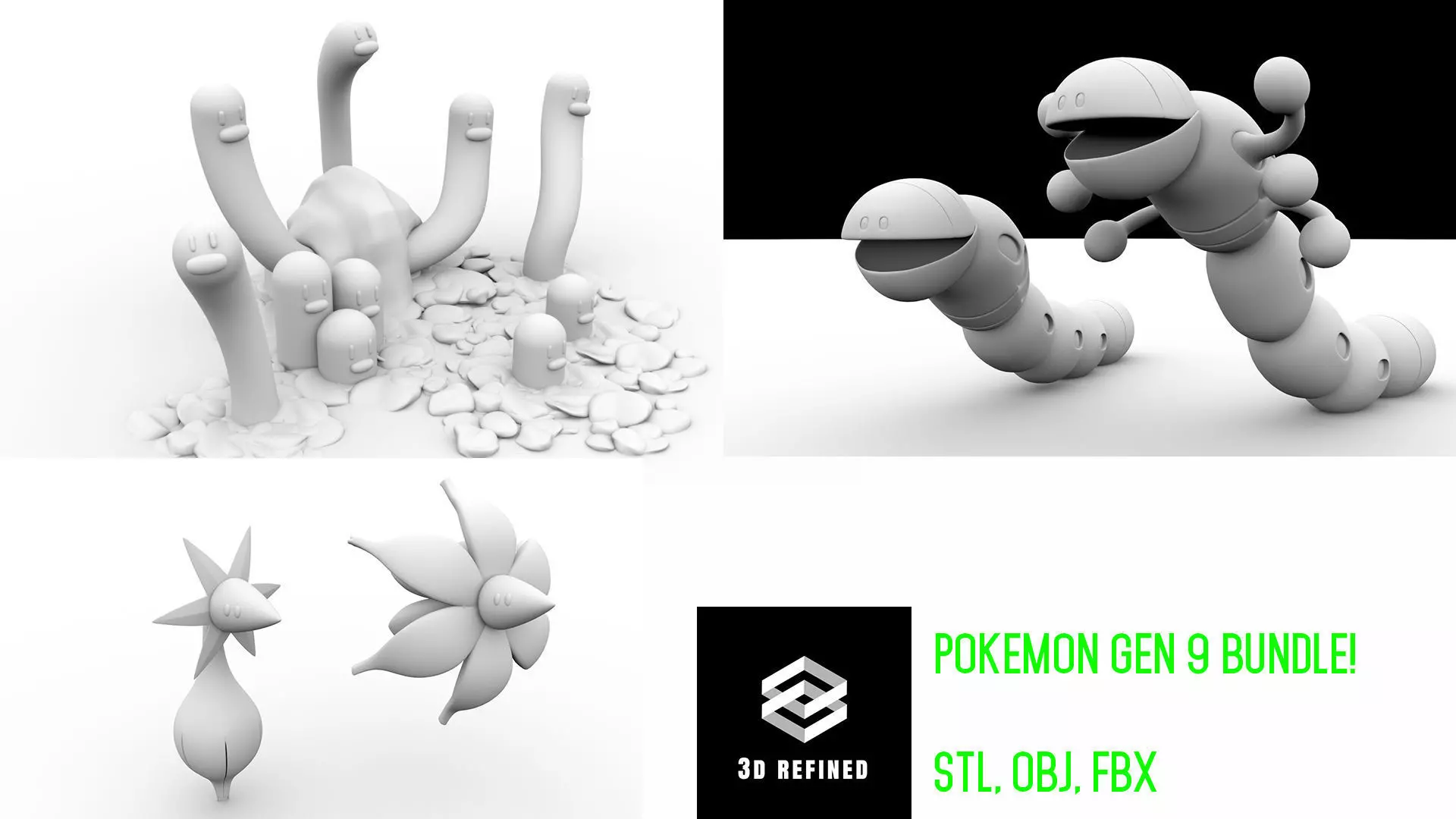 Pokemon Gen 9 bundle  Stl obj 3D Model Collection_0