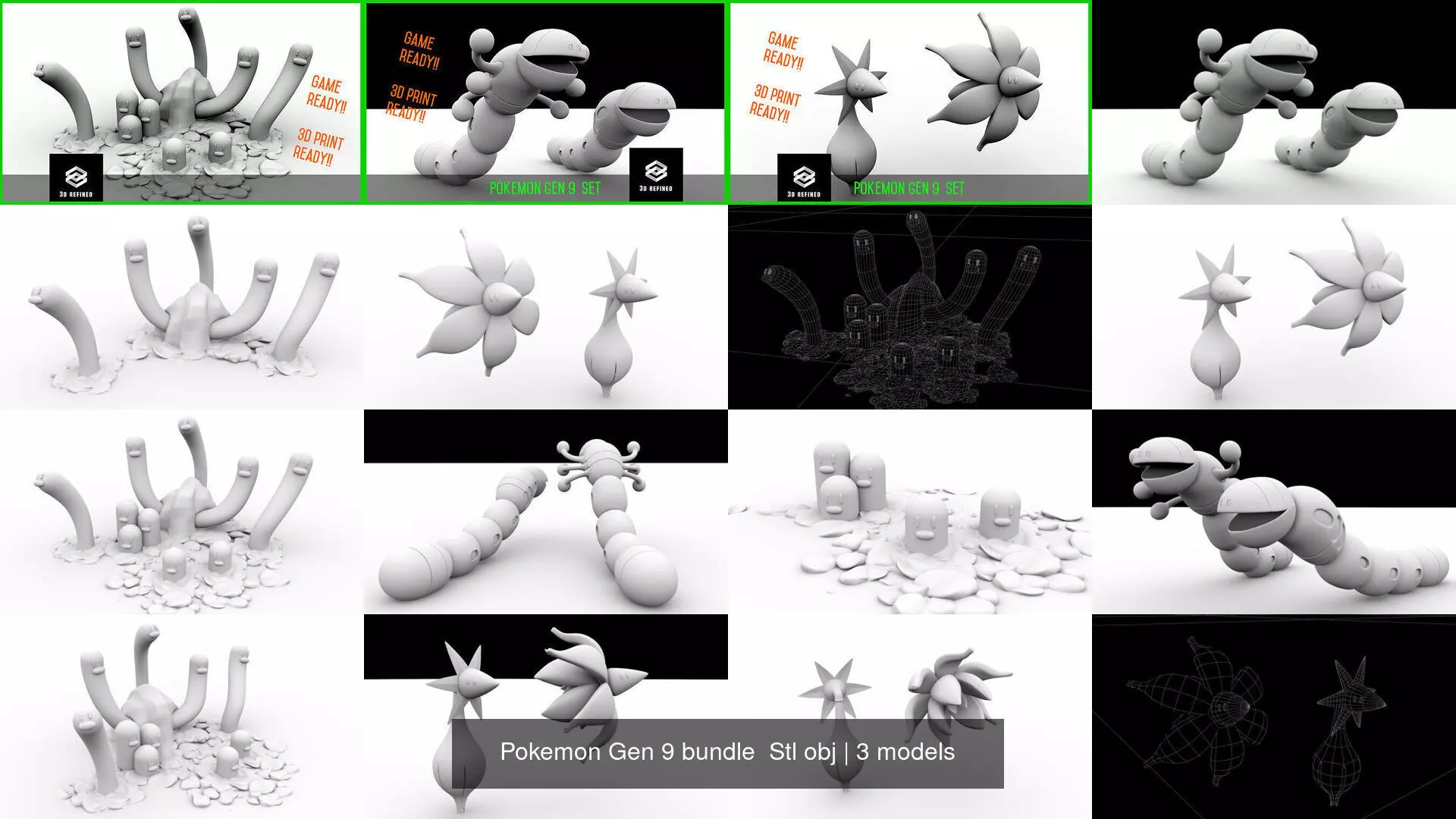 Pokemon Gen 9 bundle  Stl obj 3D Model Collection_1