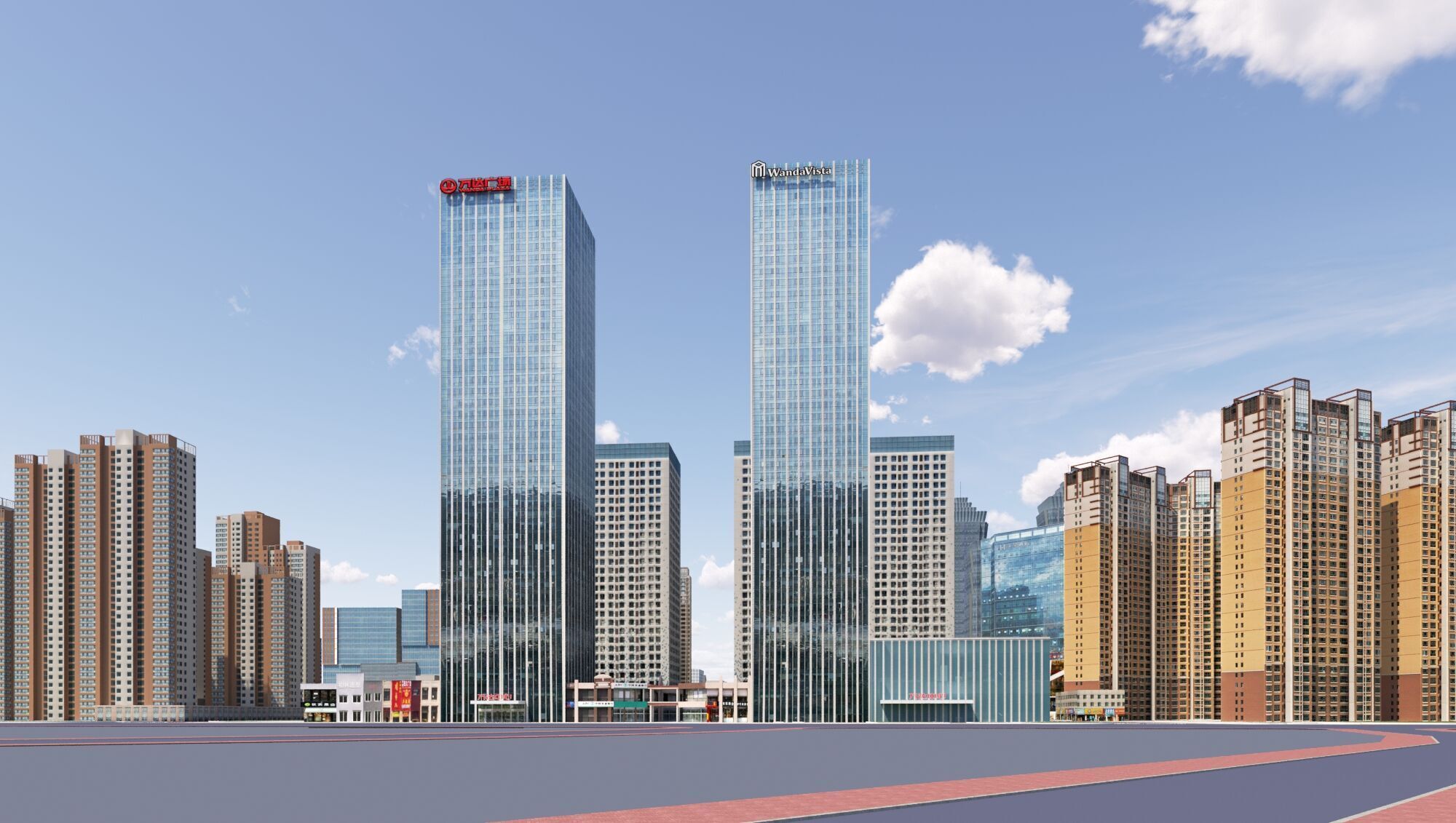 Downtown  City Low-poly 3D model_1