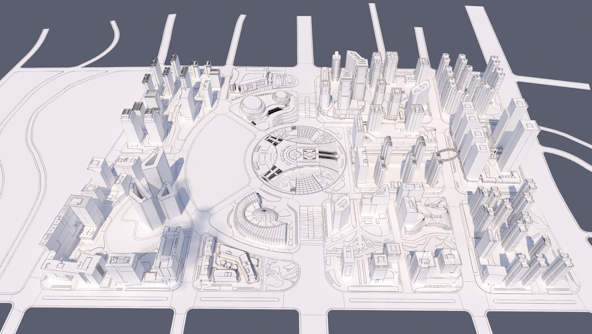 Downtown  City Low-poly 3D model_6