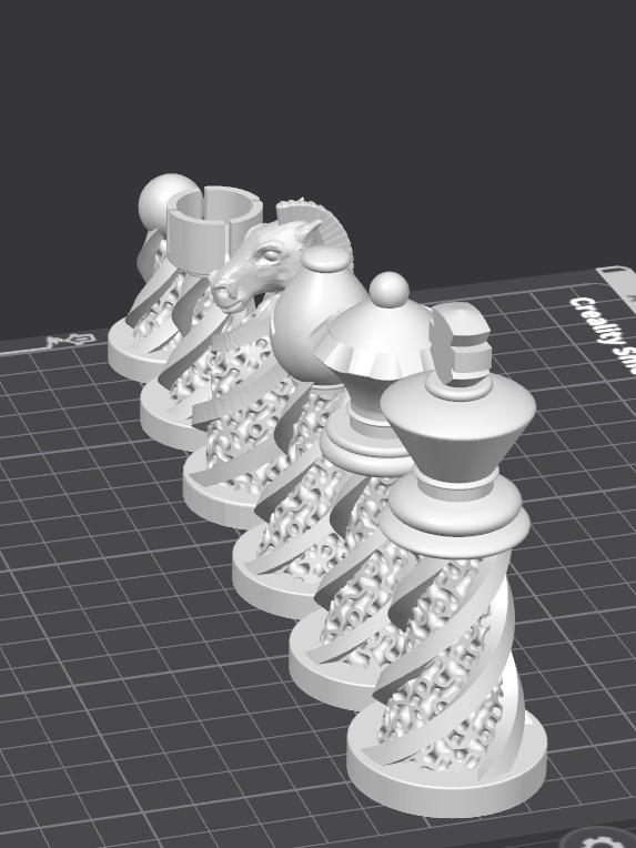 Chess Set Pieces Spiral Lattice 3D print model_7