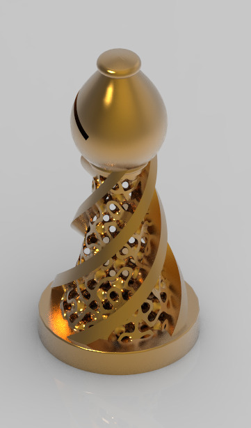 Chess Set Pieces Spiral Lattice 3D print model_2