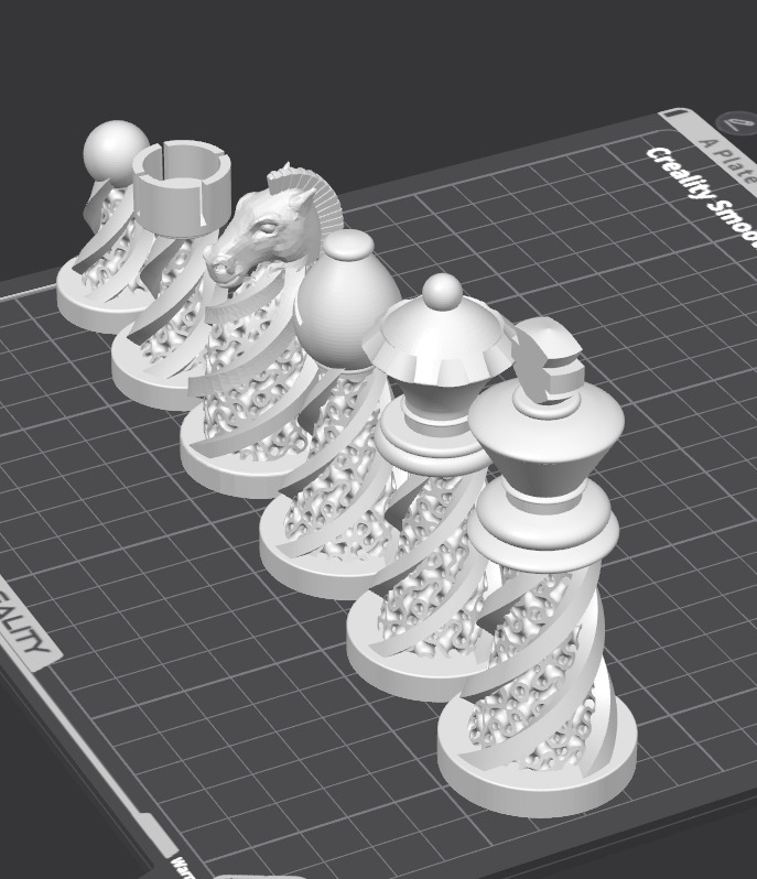 Chess Set Pieces Spiral Lattice 3D print model_8