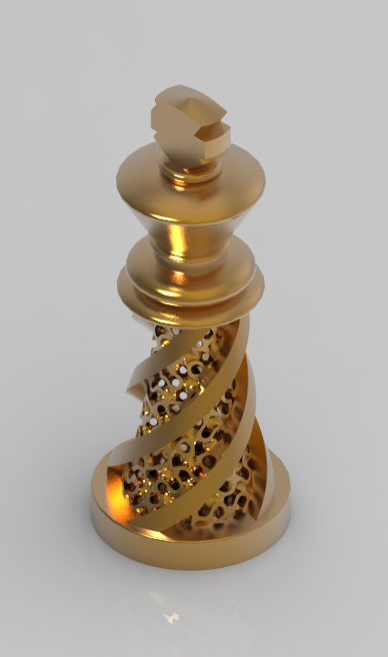 Chess Set Pieces Spiral Lattice 3D print model_15