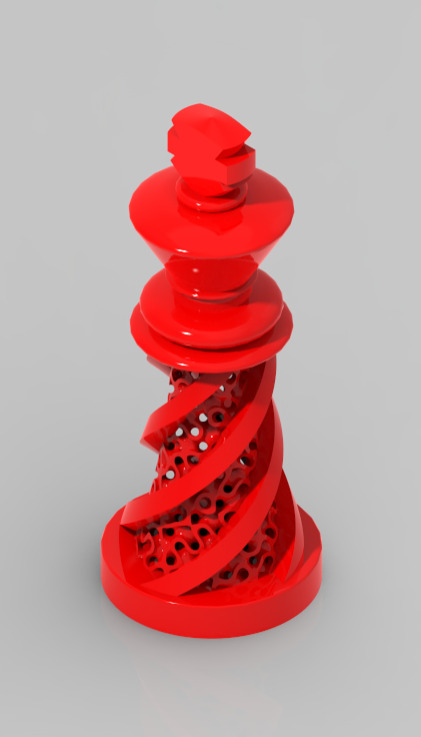 Chess Set Pieces Spiral Lattice 3D print model_14