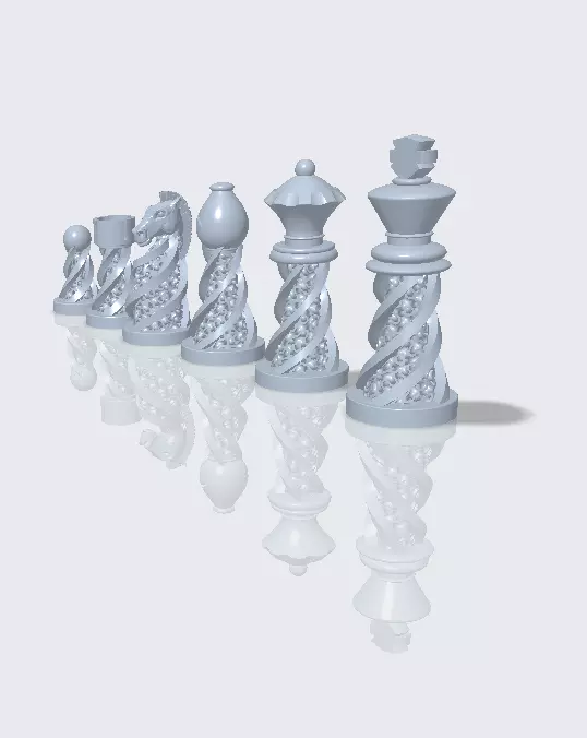 Chess Set Pieces Spiral Lattice 3D print model_0