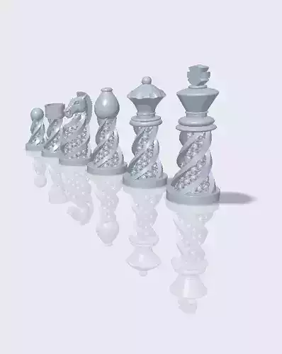 Chess Set Pieces Spiral Lattice