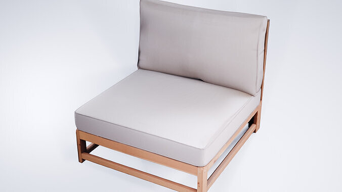 Modular Outdoor Lounge - Low Poly Garden Sofa Element Free 3D model