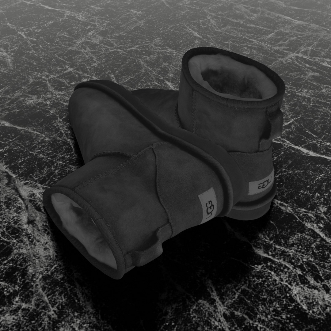 UGG - BLACK 3D SHOES BOOTS Low-poly 3D model_6