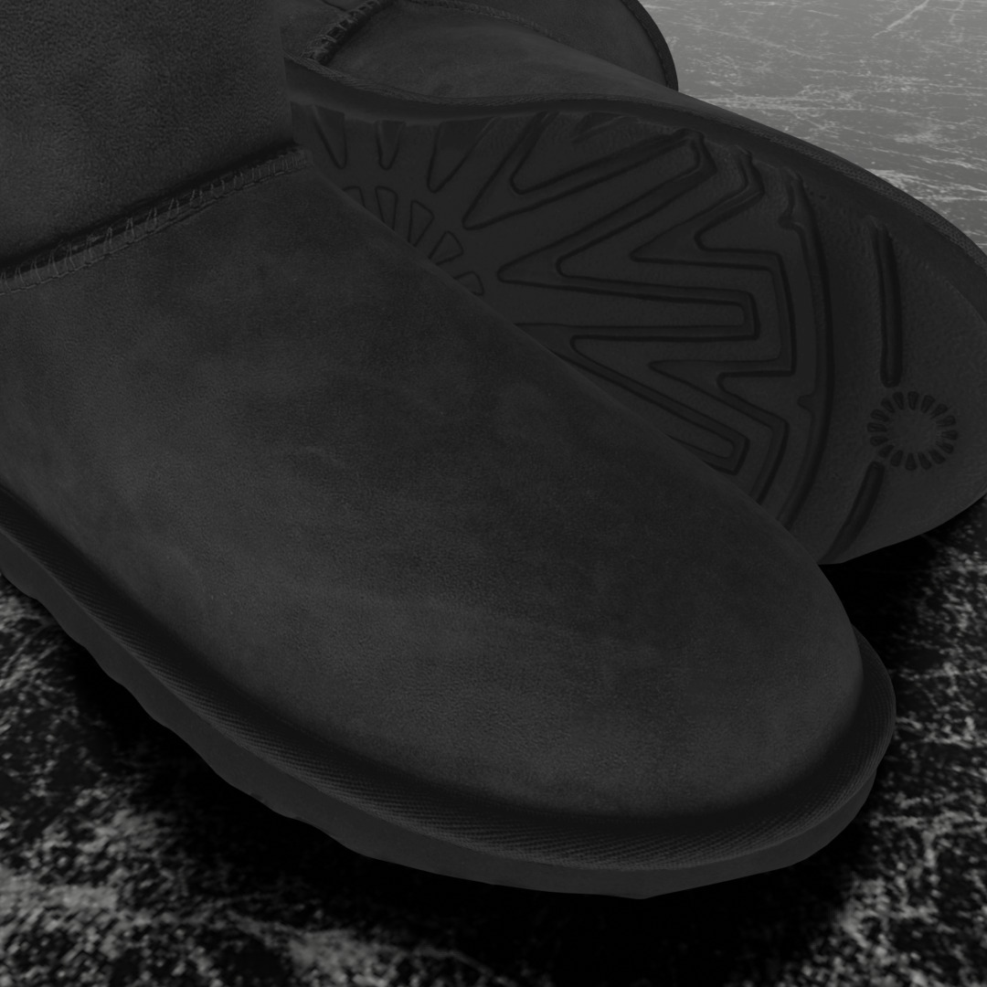 UGG - BLACK 3D SHOES BOOTS Low-poly 3D model_12