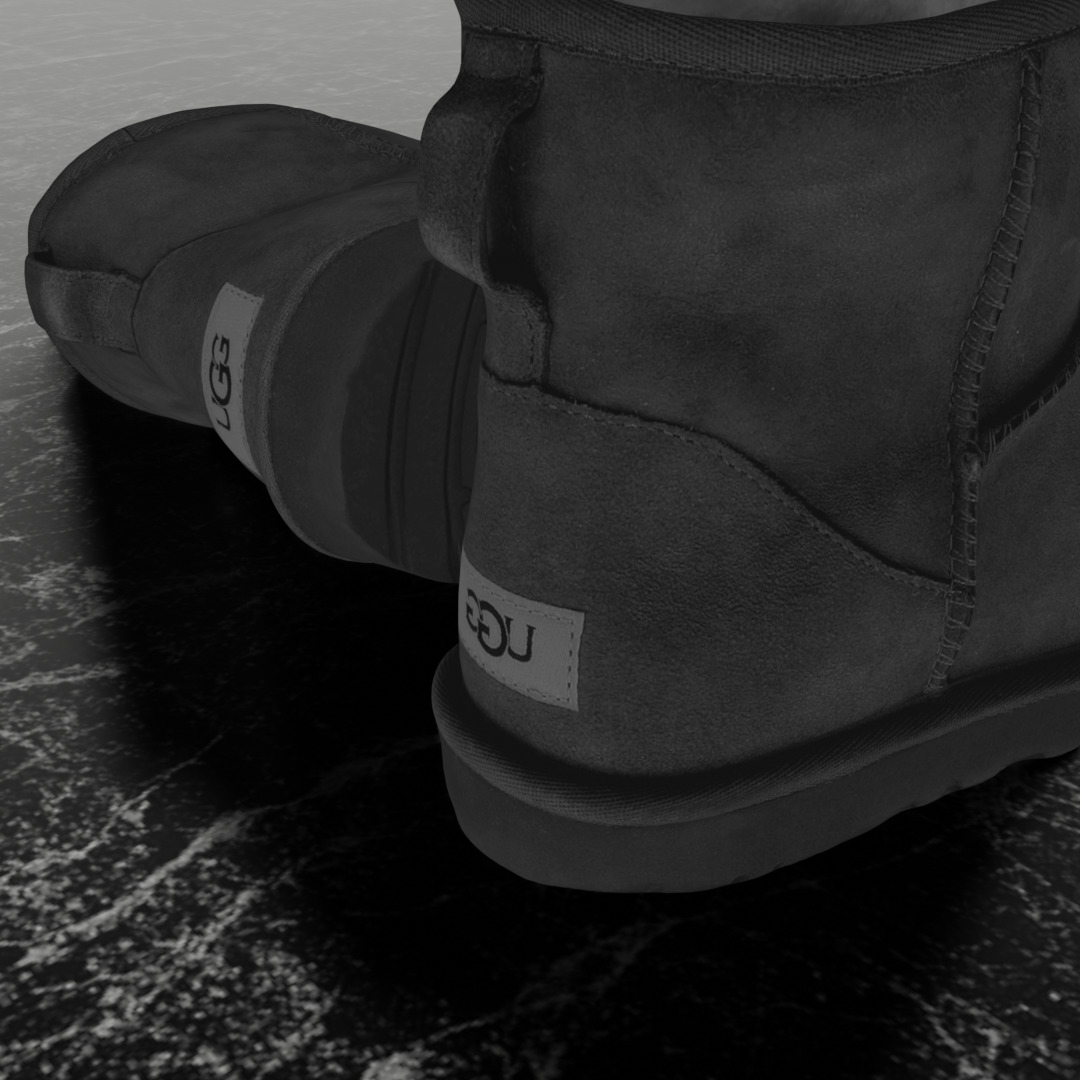 UGG - BLACK 3D SHOES BOOTS Low-poly 3D model_10
