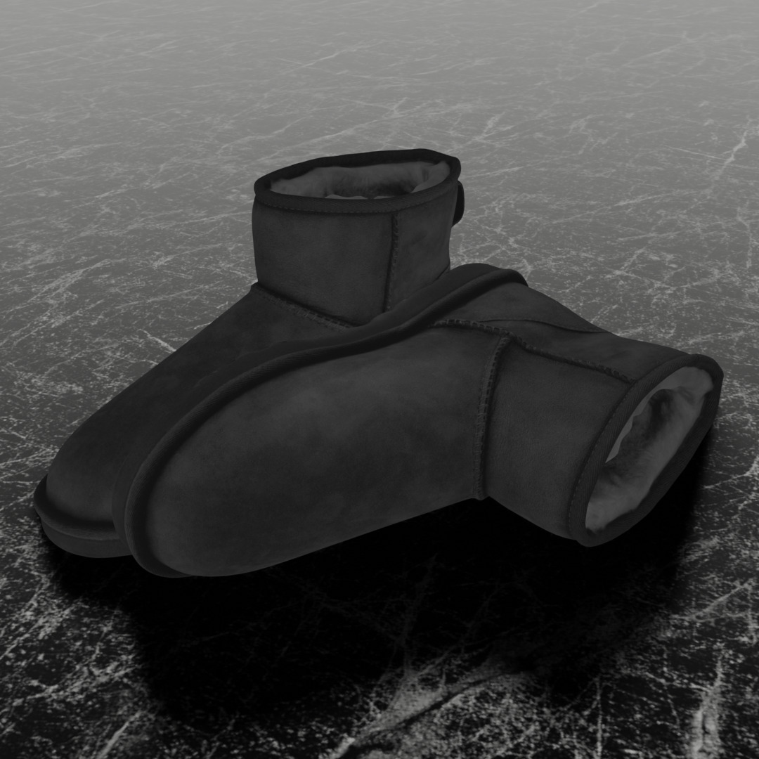 UGG - BLACK 3D SHOES BOOTS Low-poly 3D model_1