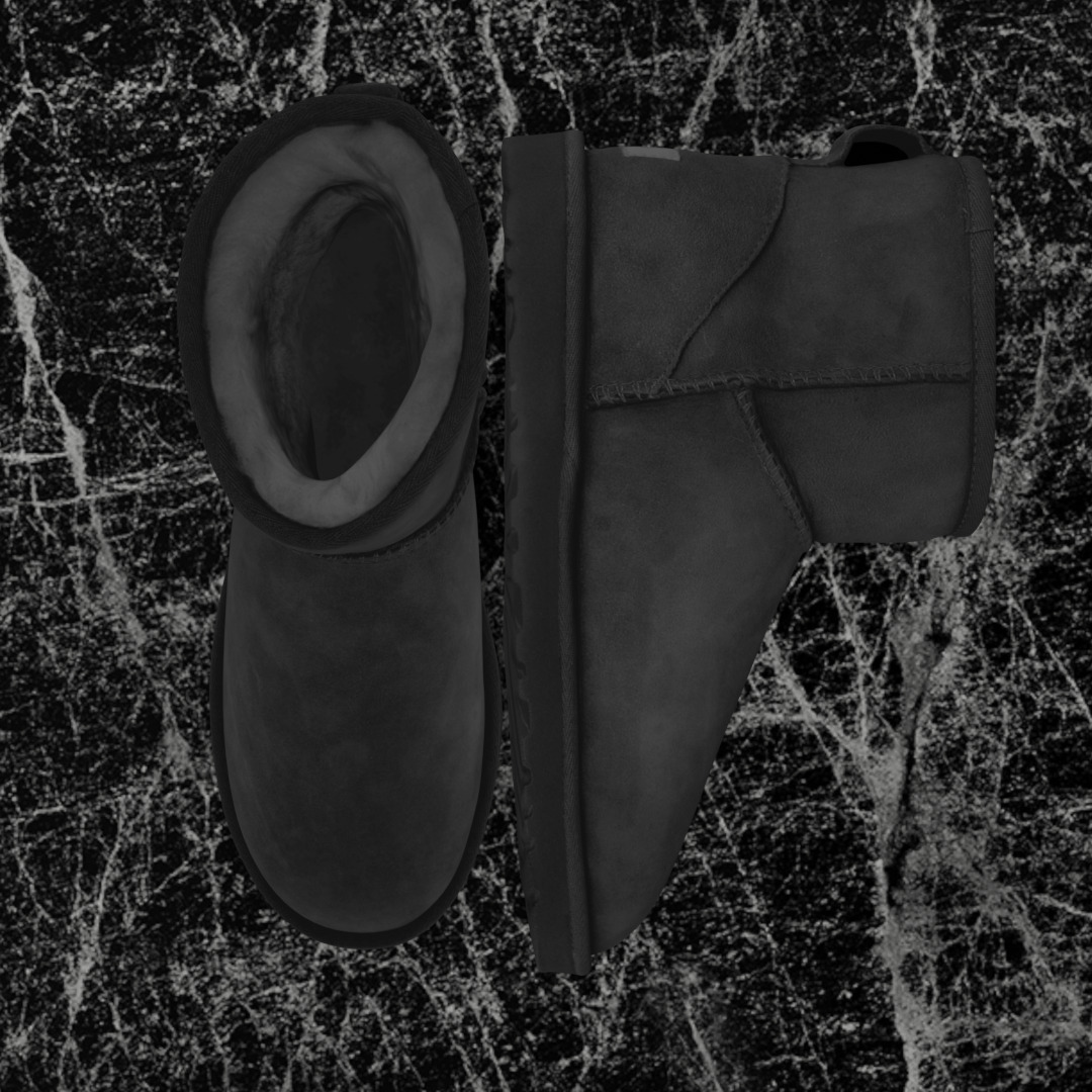 UGG - BLACK 3D SHOES BOOTS Low-poly 3D model_2