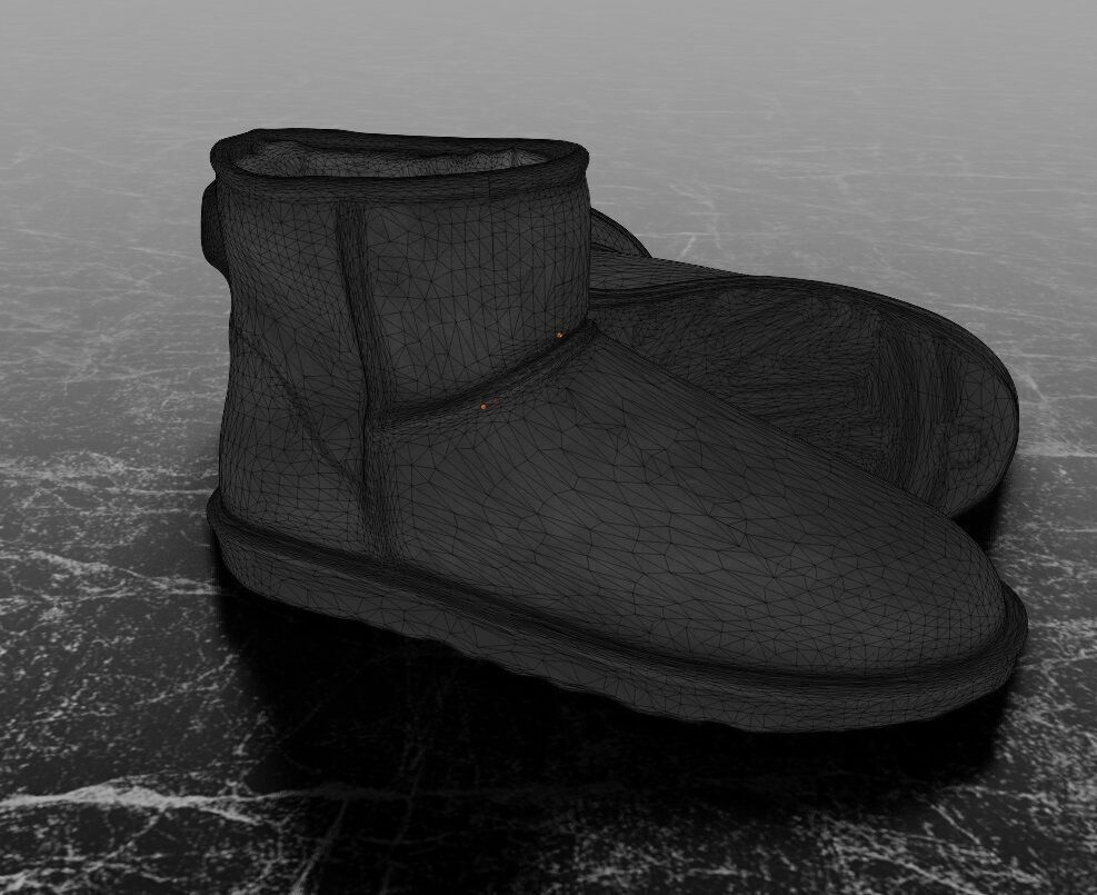 UGG - BLACK 3D SHOES BOOTS Low-poly 3D model_13