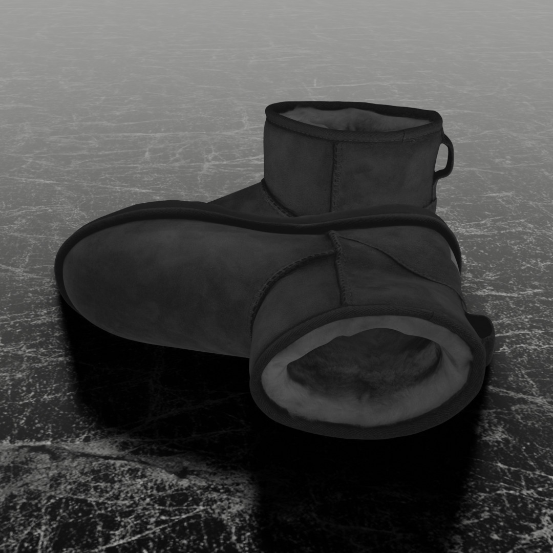 UGG - BLACK 3D SHOES BOOTS Low-poly 3D model_7