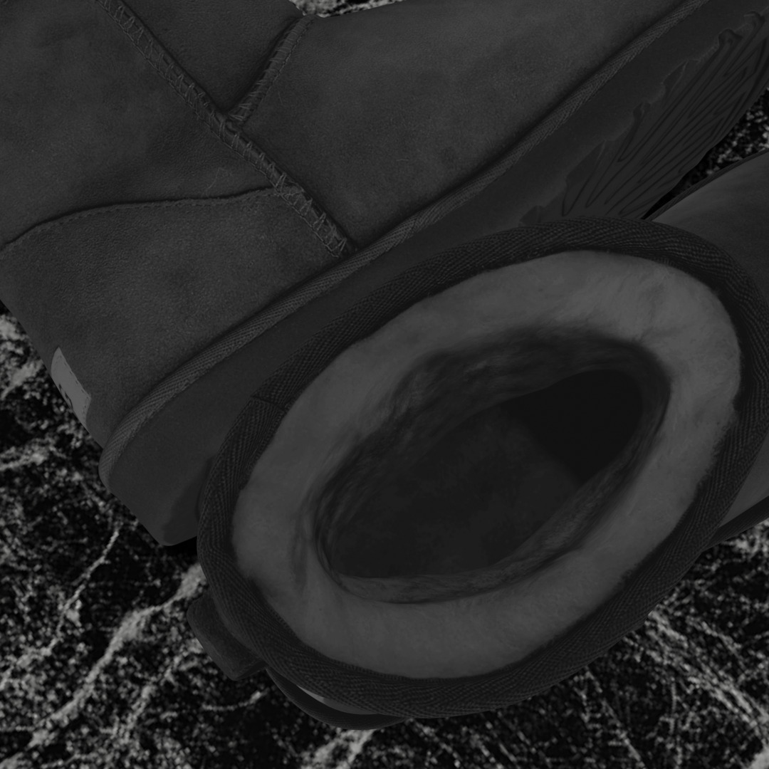 UGG - BLACK 3D SHOES BOOTS Low-poly 3D model_9
