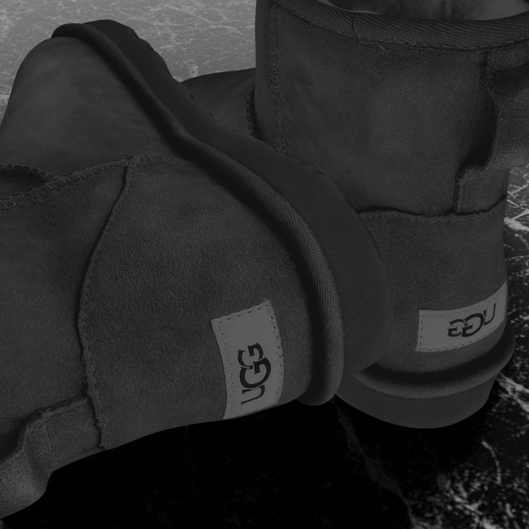 UGG - BLACK 3D SHOES BOOTS Low-poly 3D model_8