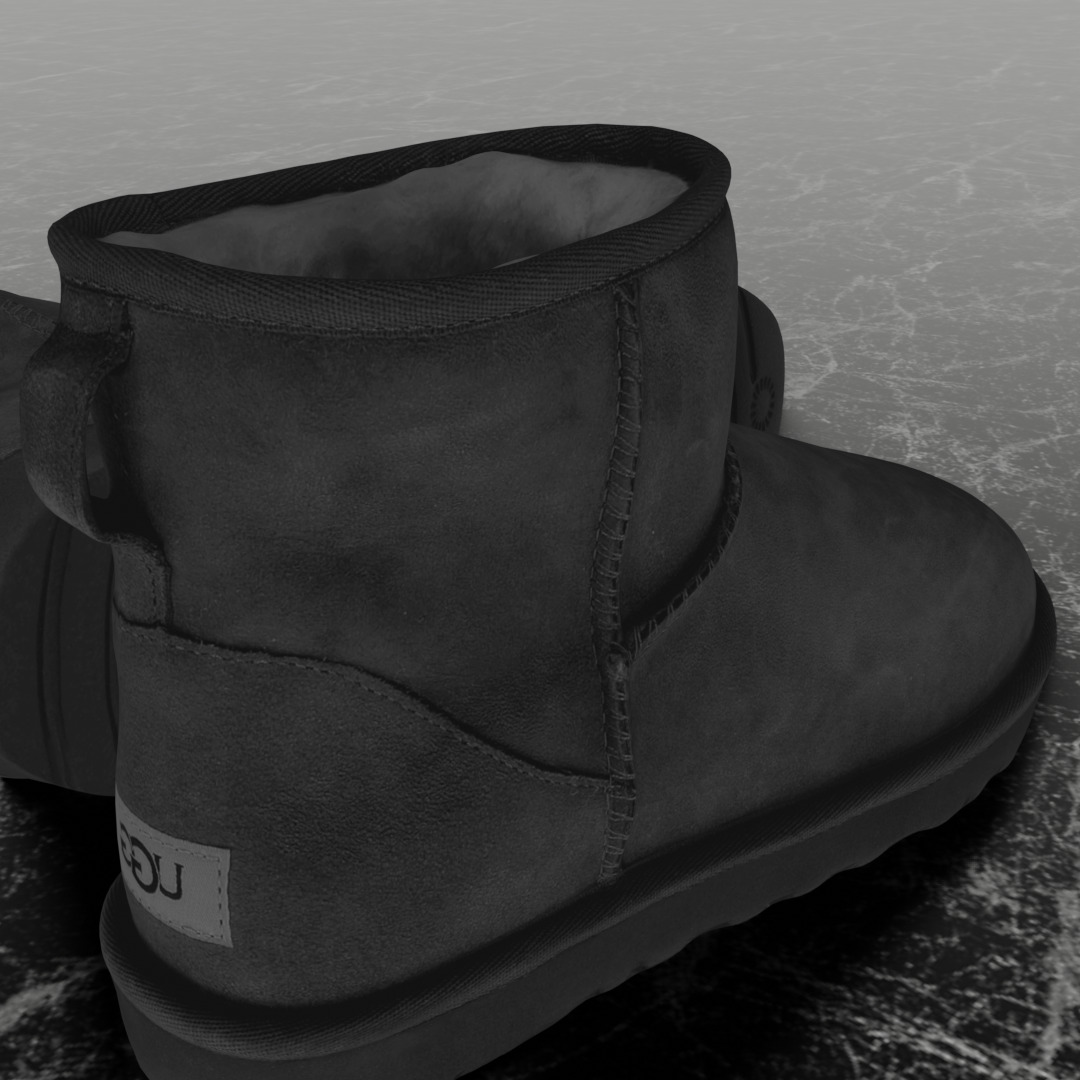 UGG - BLACK 3D SHOES BOOTS Low-poly 3D model_11