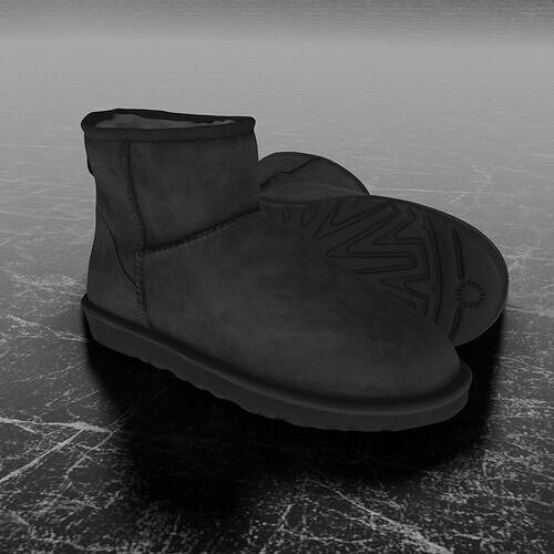 UGG - BLACK 3D SHOES BOOTS Low-poly 3D model