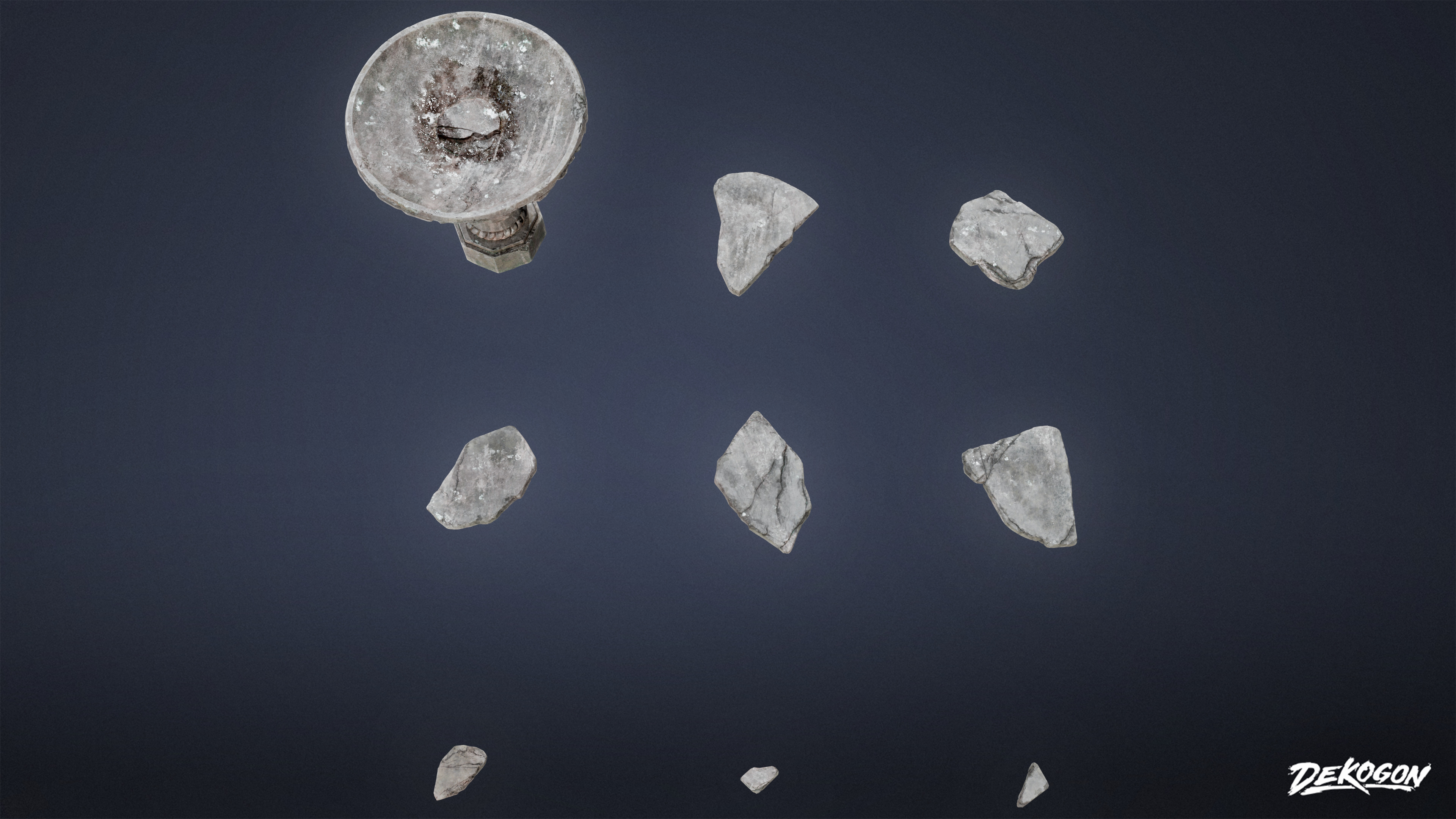 SUBURBS - Stones Bird Bath 01 - LOW POLY AND NANITE Low-poly 3D model_20