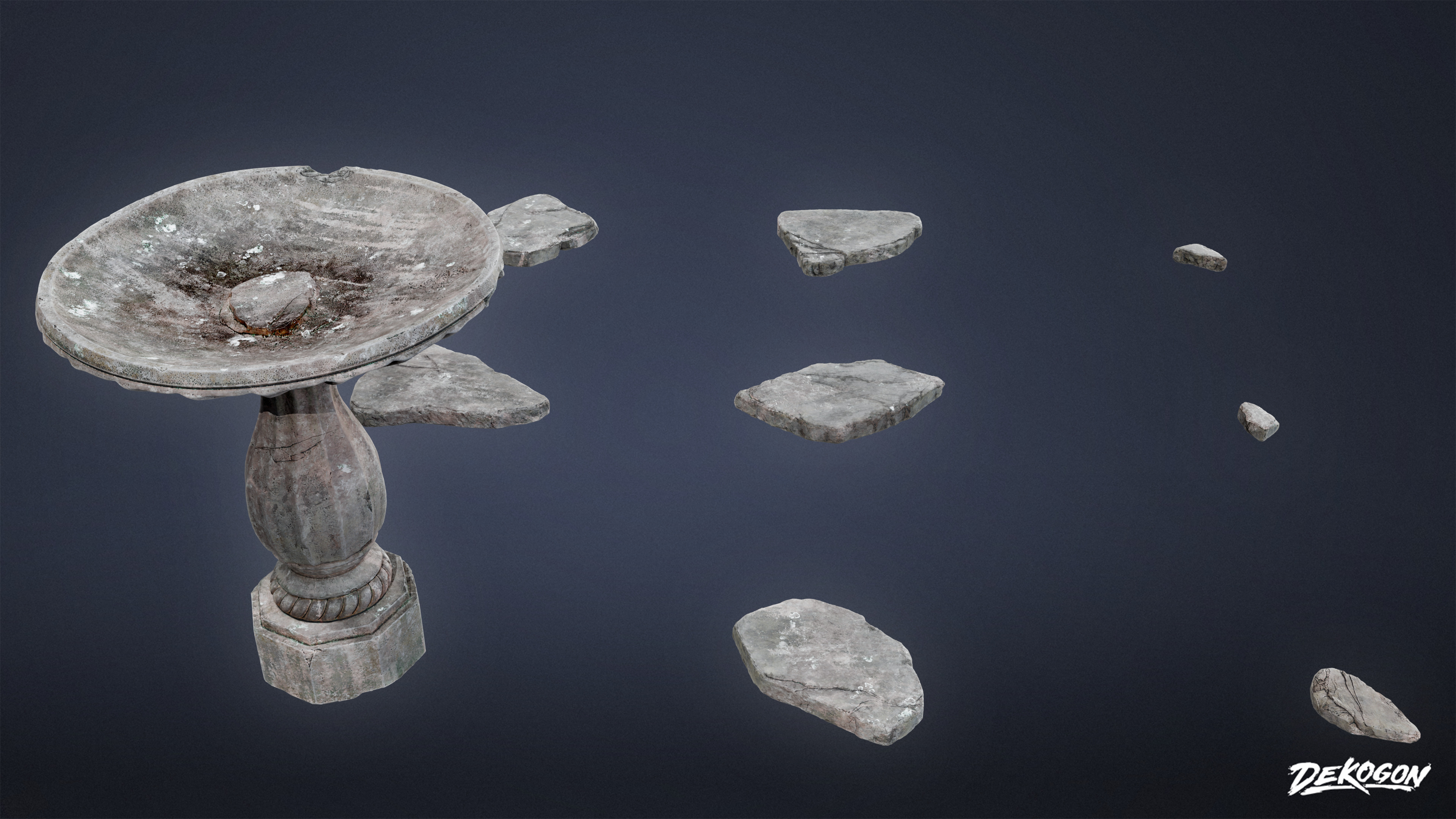 SUBURBS - Stones Bird Bath 01 - LOW POLY AND NANITE Low-poly 3D model_2
