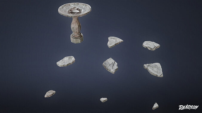 SUBURBS - Stones Bird Bath 01 - LOW POLY AND NANITE Low-poly 3D model