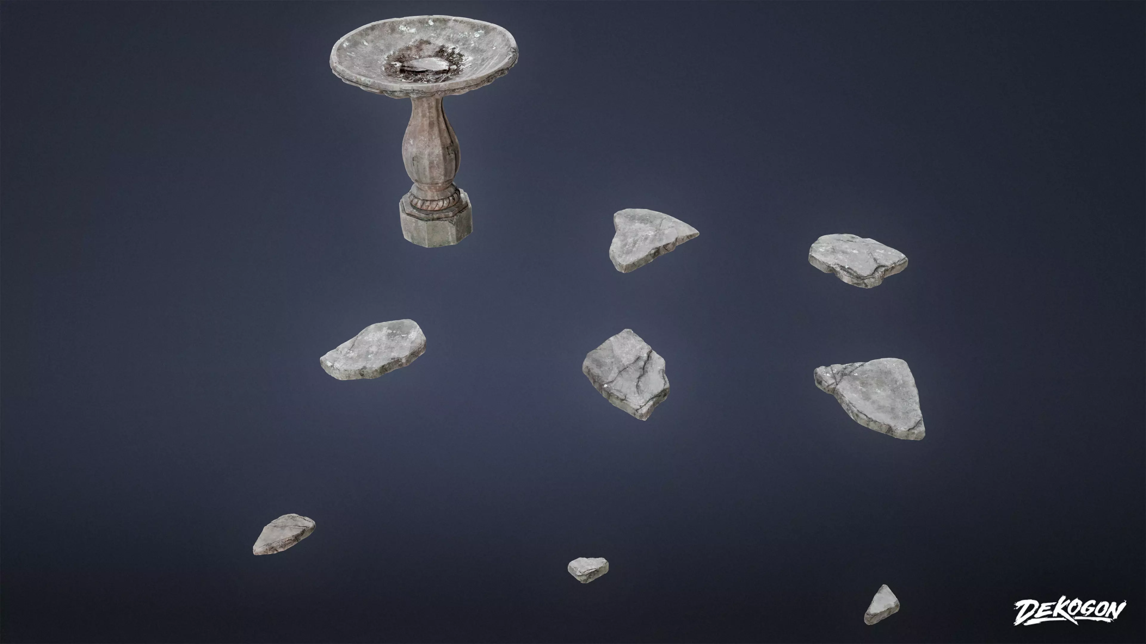 SUBURBS - Stones Bird Bath 01 - LOW POLY AND NANITE Low-poly 3D model_0